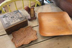 lot 4678 image: Craved Wood Trinket Box and More