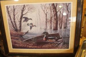 lot 4716 image: Vtg. 1986 Duck Picture 19 x 23