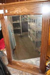 lot 4718 image: Wood Framed Mirror 15 x 24