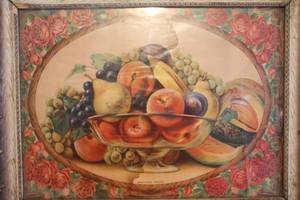 lot 4721 image: Antique Fruit Picture some water damage 14 x 18