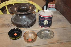 lot 4730 image: Vtg. George Washington Tobacco Tin, Ashtrays & More
