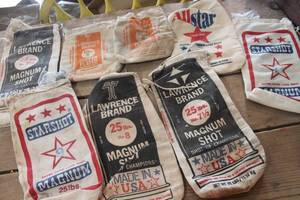 lot 4761 image: Vintage Lead Shot Canvase Bags