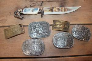 lot 4779 image: Belt Buckles and Knife