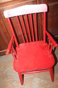 lot 4816 image: Vintage Red Wood Childs Chair
