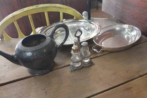 lot 4822 image: Antique Cruet Set, Serving Dish and More