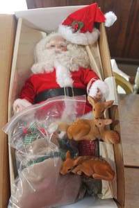 lot 4825 image: IOB Santa 17 Tall Doll and Flocked Deer