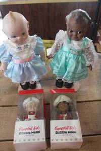lot 4828 image: Campbells Porcelain Dolls & NIB Bobble Heads