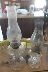 lot 4830 image: Antique Glass Oil Lamps