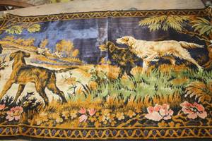 lot 4836 image: Vintage Dog Tapestry some wear 21 x 38