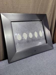 lot 649 image: Framed Wall Art with Five  Leaf Shapes on Black Background