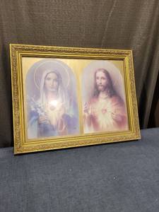 lot 660 image: Religious Framed Print Two Figure Portrait with Gold Ornate Frame