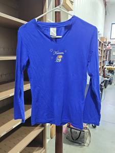 lot 712 image: Sideline Apparel Kansas Jayhawks Womens Long Sleeve V-Neck Shirt Medium
