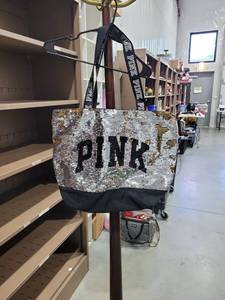 lot 717 image: PINK Sequin Tote Bag Black Handles