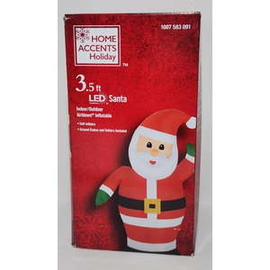 lot 722 image: Home Accents Holiday 3.5 Foot Waving Santa Claus Light Up LED Christmas Airblown Inflatable