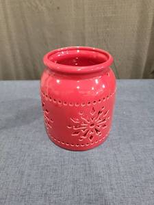 lot 723 image: Ashland Red Ceramic Candle Holder 4 Inch Pillar