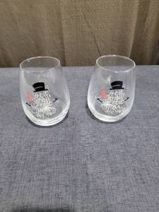 lot 733 image: Petit Snow Stemless Wine Glasses Set of 2 Snowman Design