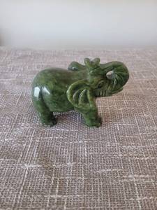 lot 763 image: Green Carved Elephant Figurine