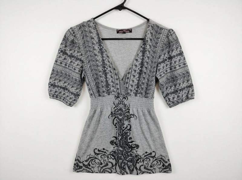 lot 25717 image: Rusty Fomour Gray Patterned Short-Sleeve Top - L