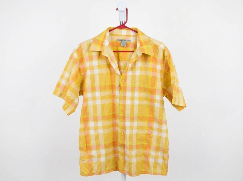 lot 25734 image: Beyond The Limit Yellow Plaid Short Sleeve Button Shirt Size L