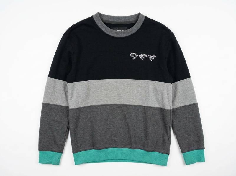 lot 25766 image: Carbon Black, Grey, and Teal Colorblock Crewneck Sweatshirt - XL