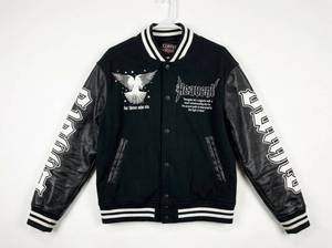 lot 25943 image: Copper Rivet Varsity Jacket Black White Striped