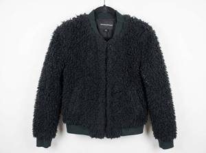 lot 25963 image: WHOWHATWEAR Black Sherpa Textured Zip Jacket M