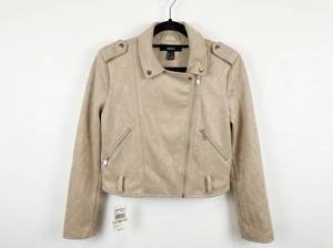 lot 25969 image: Forever 21 Cropped Moto Jacket Beige Size M
