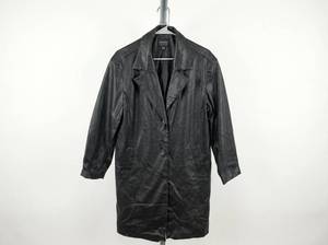 lot 25971 image: Stoosh Black Leather Button-Front Coat XL