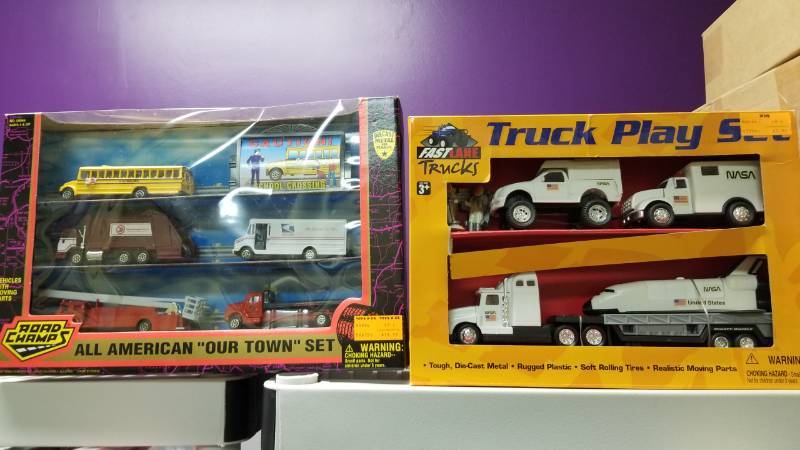 lot 1749 image: 2 sets  Fast Lane Truck Play Set  All American Our Town play set, see pix, NIB