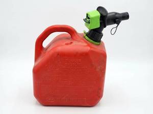 lot 64184 image: Red Plastic Gasoline Fuel Can w Spout & Flow Control