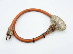 lot 64199 image: Orange Extension Cord with Multi-Outlet Adapter 125V