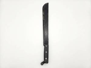 lot 64221 image: Black Serrated machete w Dark Handle