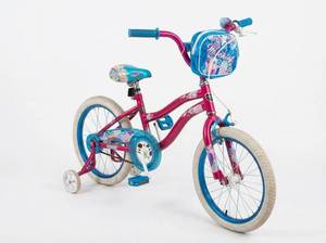 lot 64242 image: Childrens Bicycle with Training Wheels, Blue & Pink