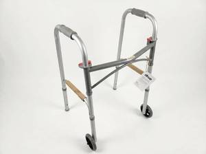 lot 64247 image: Drive Medical Steel Folding Walker Two Button w 5in Wheels