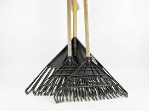 lot 64261 image: Set of Three rakes with Wooden Handles