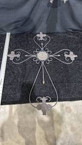 lot 37 image: Decorative Wall Cross with Scrollwork and Center Medallion