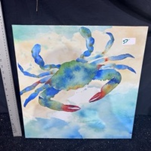 lot 57 image: Watercolor Crab Painting Framed Art