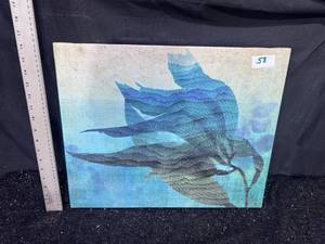 lot 58 image: Blue Sailfish Canvas Painting Layered Ocean Art
