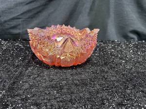 lot 70 image: Vintage Iridescent Carnival Glass Decorative Bowl PinkOrange&nbsp