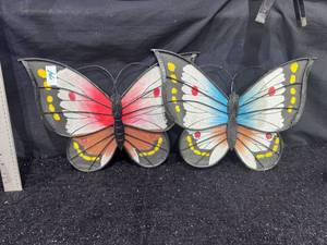 lot 74 image: Decorative Metal Butterfly Wall Decor Set of 2&nbsp
