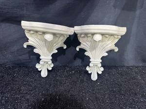 lot 78 image: Ornate Floral Wall Shelf Corbels Set of 2