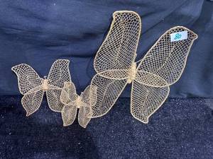 lot 80 image: Decorative Woven Wire Mesh Butterfly Wall Decor Set of 3