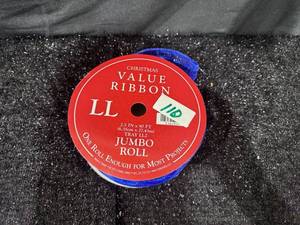 lot 110 image: Christmas Value Ribbon LL Jumbo Roll 2.5 in x 90 ft Blue Glitter
