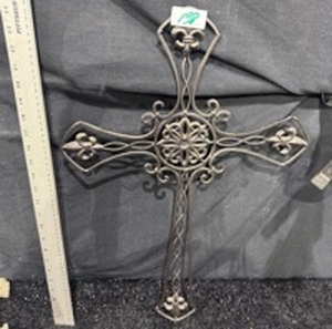 lot 138 image: Decorative Cross Wall Hanging with Ornamental Design