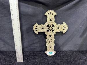 lot 142 image: Decorative Cross with Ornate Carved Design
