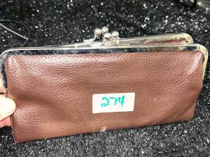 lot 274 image: Brown Leather Wallet with Metal Frame Clasp