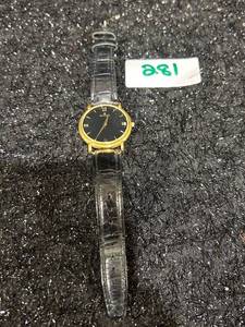 lot 281 image: Movado 87 B4 0885 6322693 Gold-Tone Watch Black Dial Leather Strap