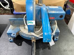 lot 286 image: Blue Chop Saw with Angle Gauge and Mounting Base