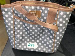 lot 288 image: fitfresh Polka Dot Insulated Lunch Tote Bag Gray White
