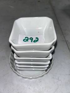 lot 292 image: White Square Ceramic Bowls Set of 6 dipping set